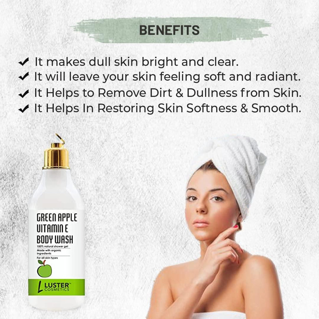 Green Apple Vitamin E Body Wash Shower Gel 300 ML (Pack of 1)