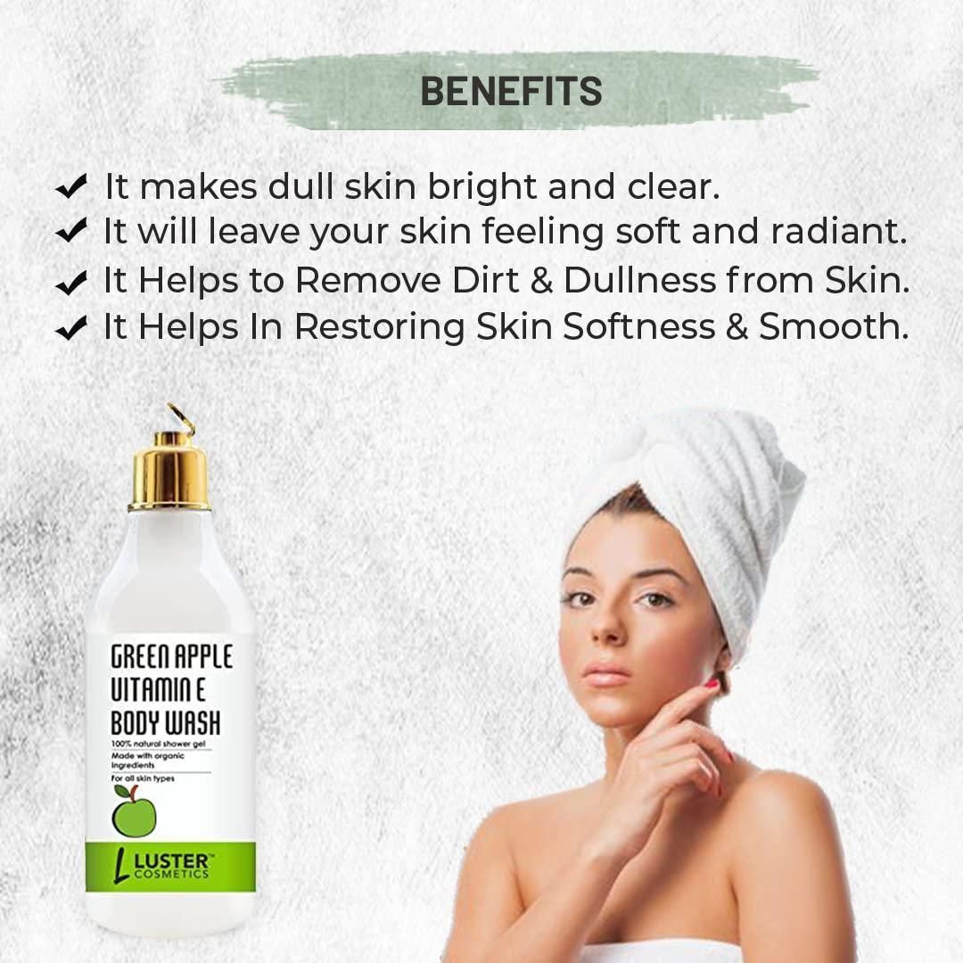Green Apple Vitamin E Body Wash Shower Gel 300 ML (Pack of 1)